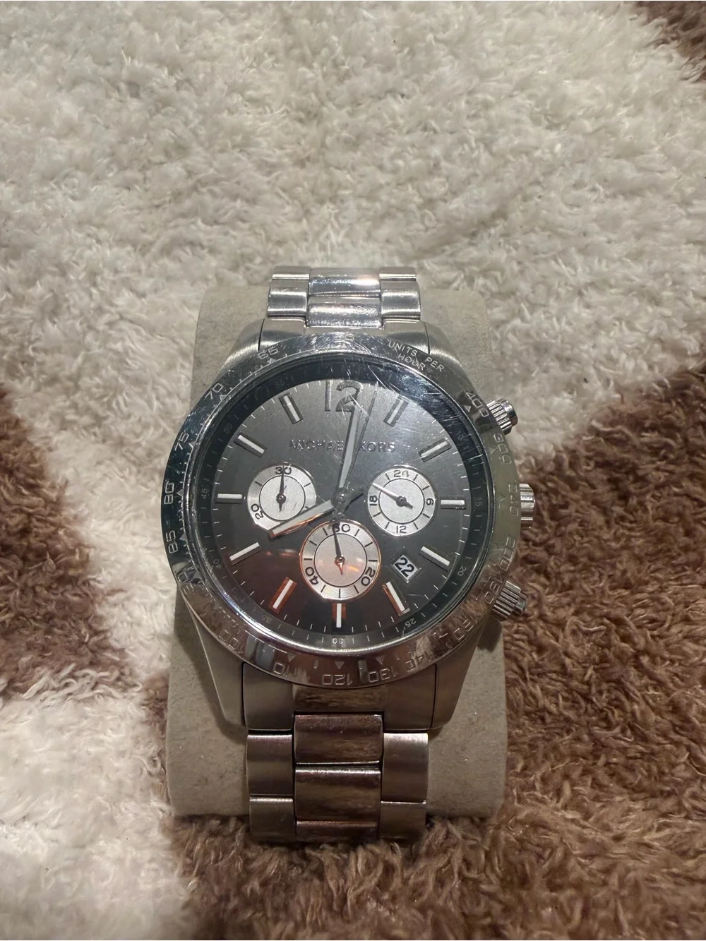 Michael Kors Silver and Gunmetal Chronograph Watch